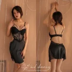 Sexy Steel Bracer Push-up with Chest Pad Women's Sexy Pajamas Ice Silk Sling Nightdress Lace Hollow-out Beautiful Back Temptation Underwear - Image 6